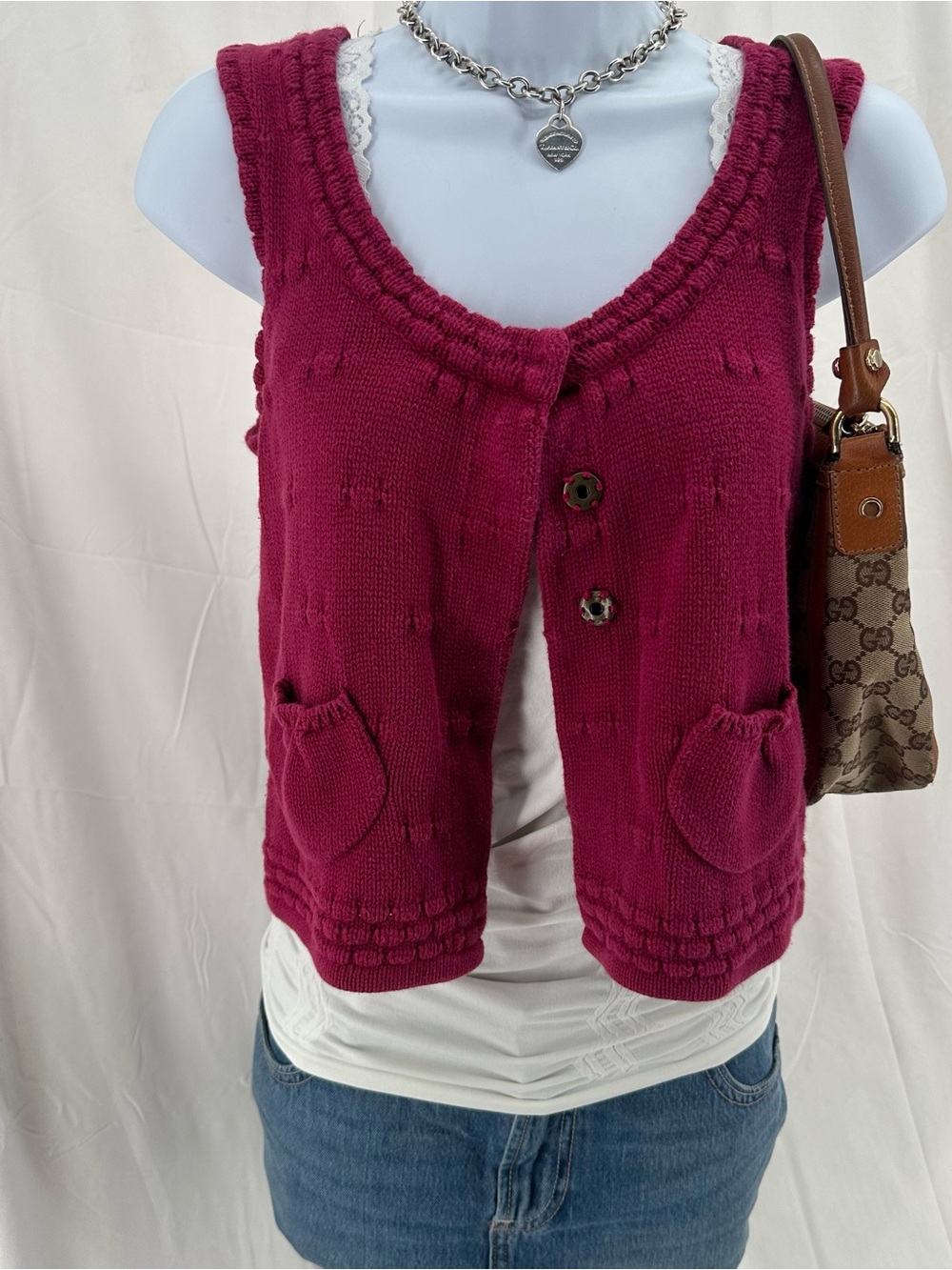 Grandma core Sparrow Burgundy/Berry Knit Vest/Top
